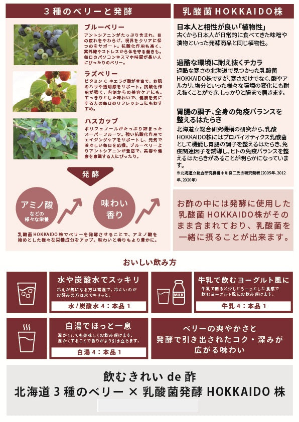 ラバティー 飲むきれいde酢 乳酸菌発酵北海道産3種のベリー