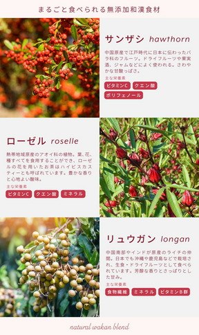 食べる和漢黒糖茶 with 乳酸菌HOKKAIDO株 サンザシ・ローゼル・クコの実